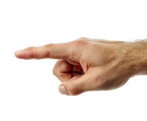 Hand gesture indicating direction or emphasis in communication, cut out transparent