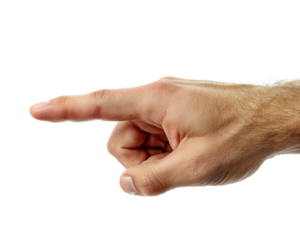 Hand gesture indicating direction or emphasis in communication, cut out transparent