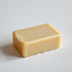 single bar of soap on a white background, in a refined style, with sharp details, minimal reflection, studio glow, high resolution