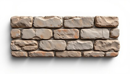detailed stone brick in a 3d style on a white background, with realistic textures, soft shadows, rim lighting, high resolution