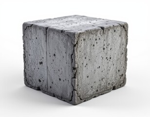 detailed concrete block in a 3d style on a white background, with realistic textures, soft shadows, ambient lighting, high resolution