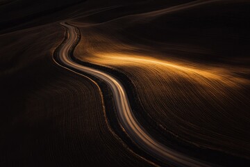 Winding Road Through Golden Fields