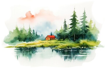 Fototapeta premium Playroom landscape outdoors painting.