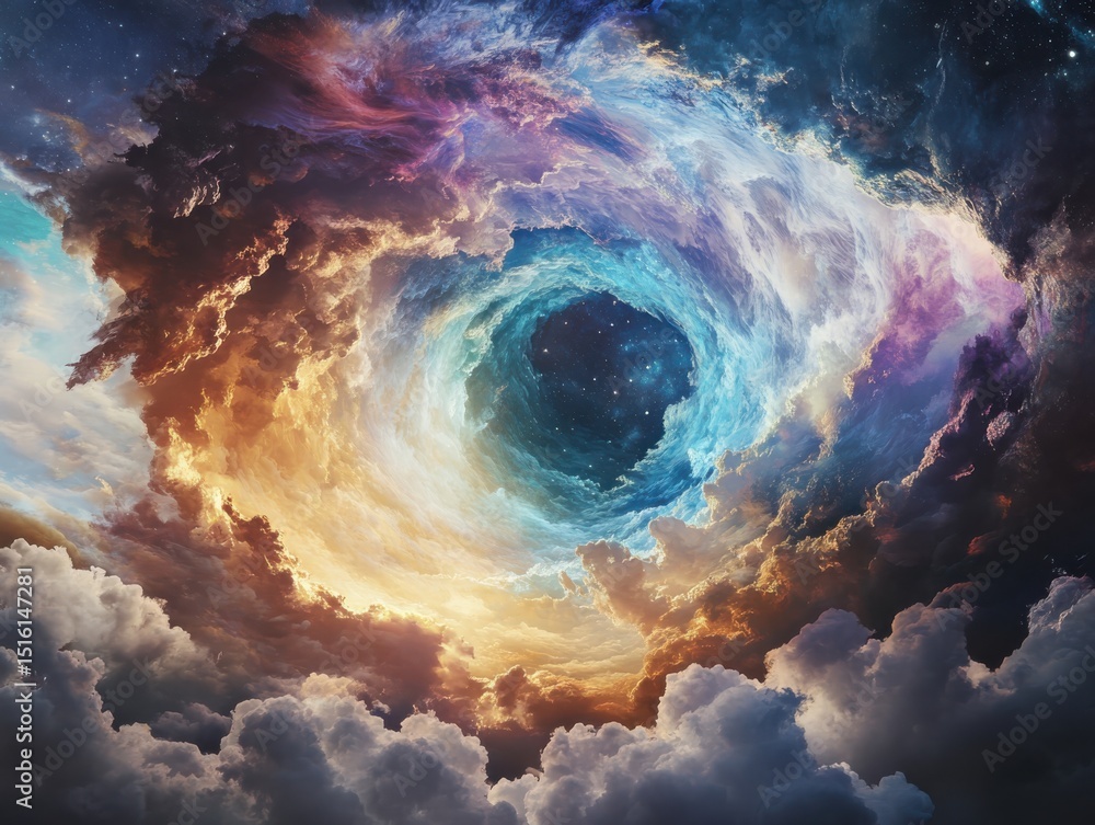 Poster celestial vortex formation outer space digital art cosmic environment abstract viewpoint enigmatic c