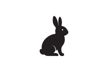 Obraz premium Easter Bunny silhouette vector art illustration on white background