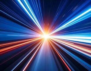 Blurry, vibrant streaks of light in a tunnel