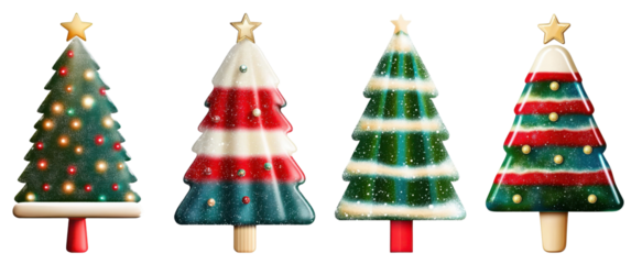 festive christmas trees illustration isolated on black.