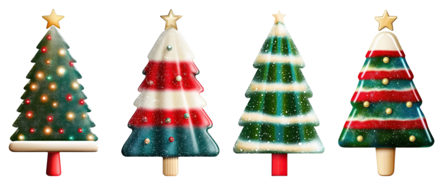 festive christmas trees illustration isolated on black.