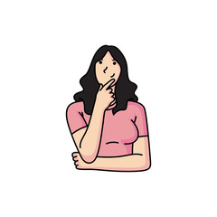 woman is thinking looking for ideas for inspiration.eps
