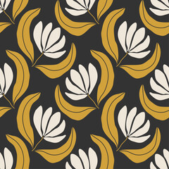 Trendy minimalist seamless botanical pattern with abstract creative hand drawn composition