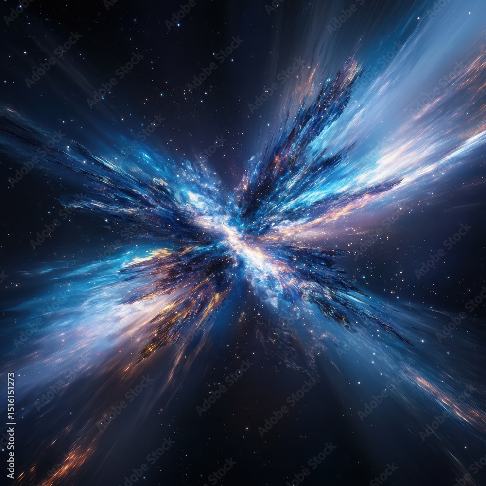 Poster dynamic cosmic explosion outer space digital art nebulae abstract sci-fi concept