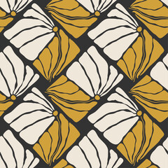 Trendy minimalist seamless botanical pattern with abstract creative hand drawn composition