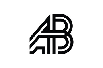 A stylized black and white logo featuring the letters a and b intertwined