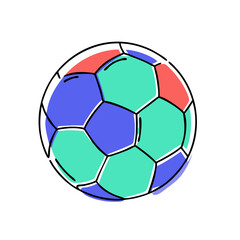 Fototapeta premium Soccer ball icon in colorful abstract doodle style