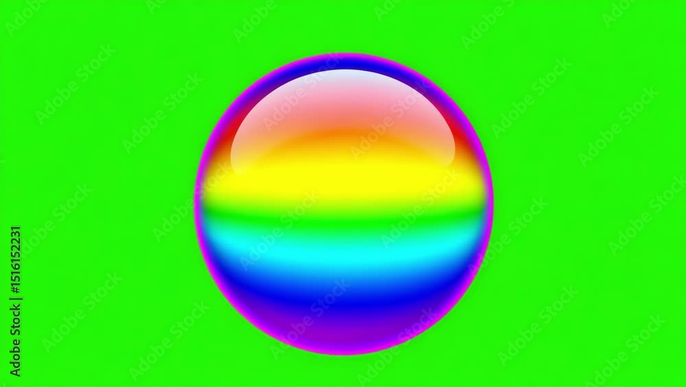 Poster colorful rainbow soap bubble isolated on green chroma key background vibrant circular gradient trans