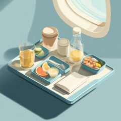 Minimalist Airplane Meal In-flight Service