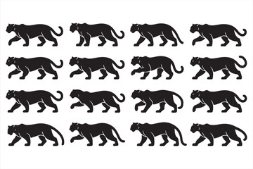 Panther Walking Silhouettes with a Focus on Stealth