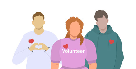  Group of volunteers. People help those in need. Vector illustration Not AI generated