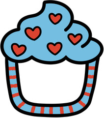 Cup cake frame PNG with cute hearts Sprinkle in many colours