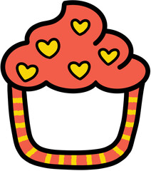 Cup cake frame PNG with cute hearts Sprinkle in many colours