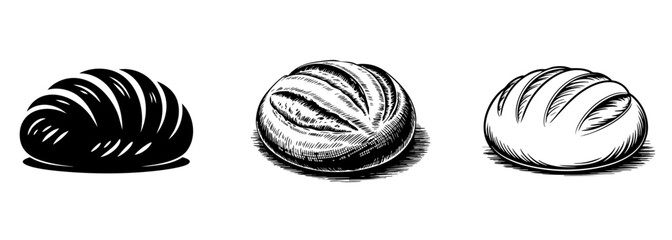 set of sourdough bread vector illustrations, food and artisan baking
