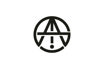 Fototapeta premium An abstract black and white design featuring a circle and exclamation point