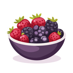 My Simple flat 2D icon, berry bowl isolated on a transparent background, vector, flat design, animation design, simple flat 2D icon, minimalist design, clipart. eps