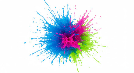 Colorful Ink Splashes on Abstract Watercolor Background