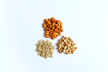 Assorted Almond nuts, Sunflower seeds and Peas