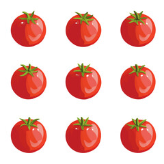 My Simple flat 2D icon, tomatoes set isolated on a transparent background, vector, flat design, animation design, simple flat 2D icon, minimalist design, clipart. eps