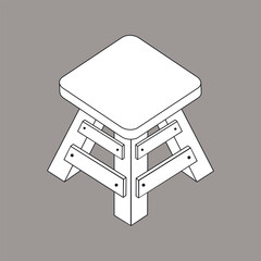 Isometric image of a stool. Vector illustration