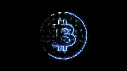 Glowing Bitcoin digital currency symbol cryptocurrency network blockchain technology finance money digital asset virtual investment future finance decentralized system online payment - Powered by Adobe