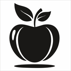 Simple Silhouette Apple Fruit Illustration With Leaves Food Healthy Element