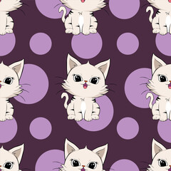 Seamless Pattern with cute cartoon kitty