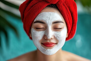 Woman with facial mask, relaxation