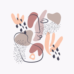 Abstract trendy doodle in organic freehand matisse art style. Hand drawn various Shapes and objects. Contemporary modern icons templates for posters, Social media. Vector