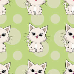 Seamless Pattern with cute cartoon kitty