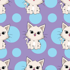 Seamless Pattern with cute cartoon kitty