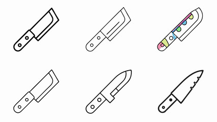 Knife Collection Vector Art Butcher Knife Colorful Knife Kitchen Tools Chef s Knives Cutlery Cooking Utensils