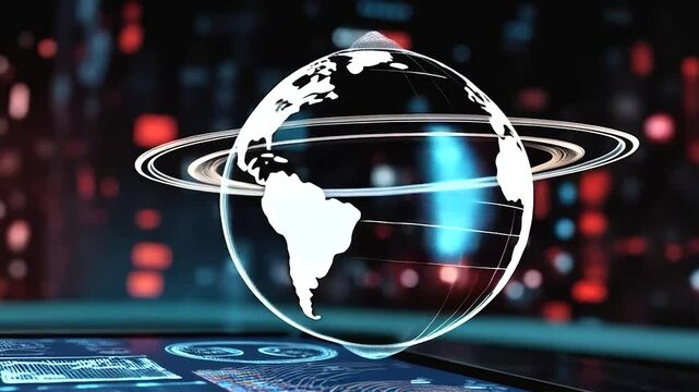 world map and globe move 360 animation