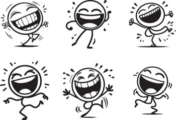 Happy Dancing Stick Figure Grinning, Playful Minimalist Art
