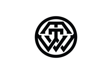 A black and white circular logo containing the letters t and w interwoven