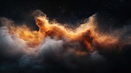 Fototapeta premium A stunning visualization of cosmic clouds in vibrant hues of orange and black, resembling an abstract interpretation of the universe, revealing celestial wonders.