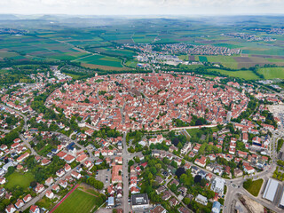 Typical german city ​​from above - Nördlingen old town area.