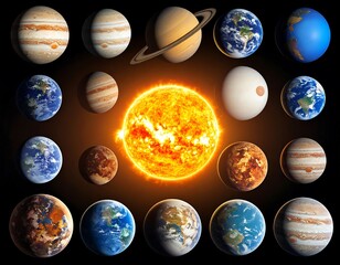 Solar system planets graphic