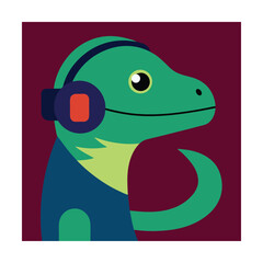 Lizard Head Wearing Tech Headset