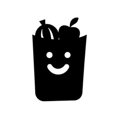 Joyful Grocery Bag Smiling Fruits Vegetables Explore Fresh Food Illustration