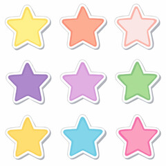 Obraz premium Flat vector printable sheet with colorful reward stars in clean minimal style, ideal for classroom use, planners, goal tracking and motivational journals