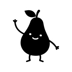 Happy Pear Waving Hand Explore Friendly Fruit Character Illustration Design