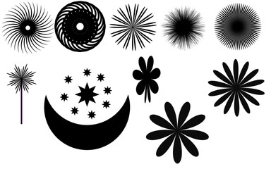 set of vector floral elements